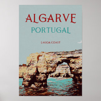 Algarve strand Portugal vintage resor Poster