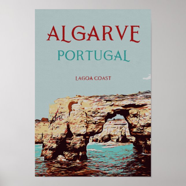 Algarve strand Portugal vintage resor Poster (Framsidan)