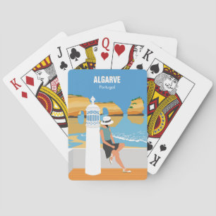 Algarve-strandflicka reser vintage stil casinokort