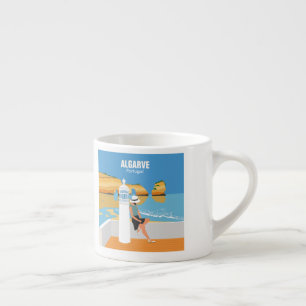 Algarve-strandflicka reser vintage stil espressomugg