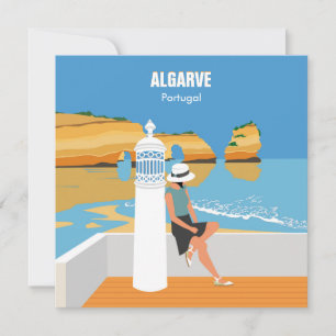 Algarve-strandflicka reser vintage stil-kort