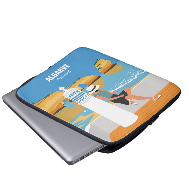 Algarve-strandflicka reser vintage stil laptop fodral (Framre botten)