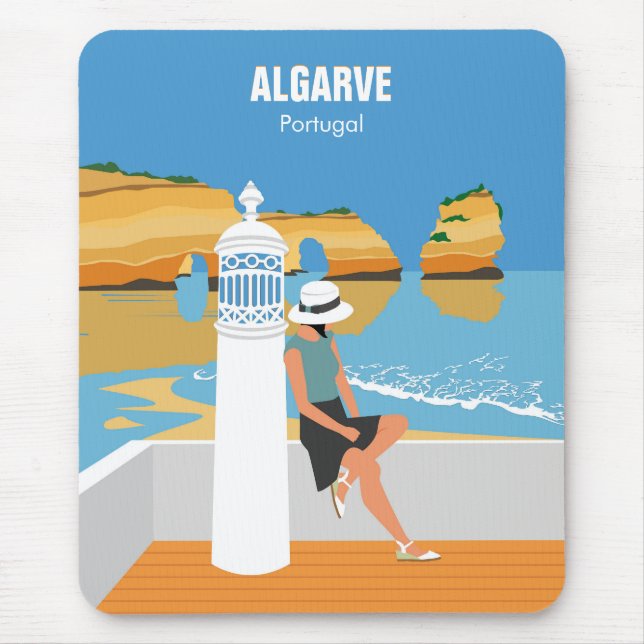 Algarve-strandflicka reser vintage stil musmatta (Framsidan)