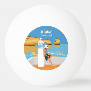 Algarve-strandflicka reser vintage stil pingisboll