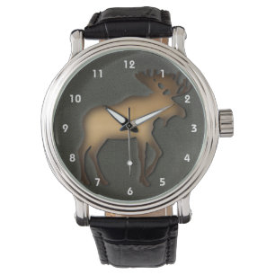 Älgdesignklocka av Leslie Harlow 528 Armbandsur