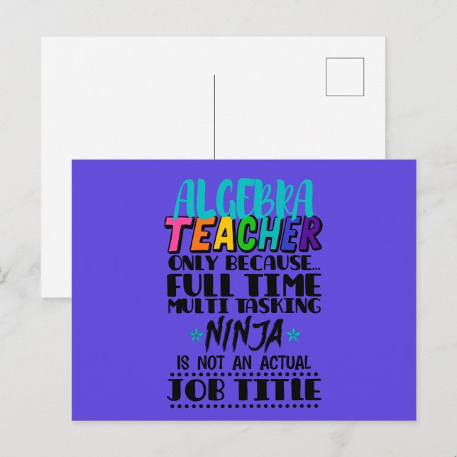 Algebra Lärare endast för att Fullt Time Multi Vykort (Fram/baksida)