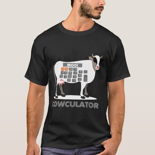 Algebra Math Calculator Funny Problem Solver Cow M T Shirt (Framsida)