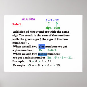 Algebra-skyltar Poster