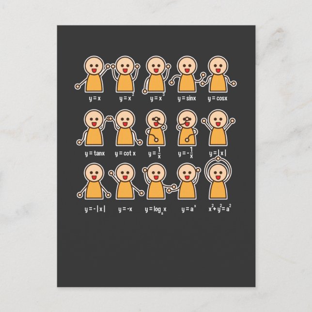 Algebra Teacher Math Student ekvation Graph Vykort (Framsida)