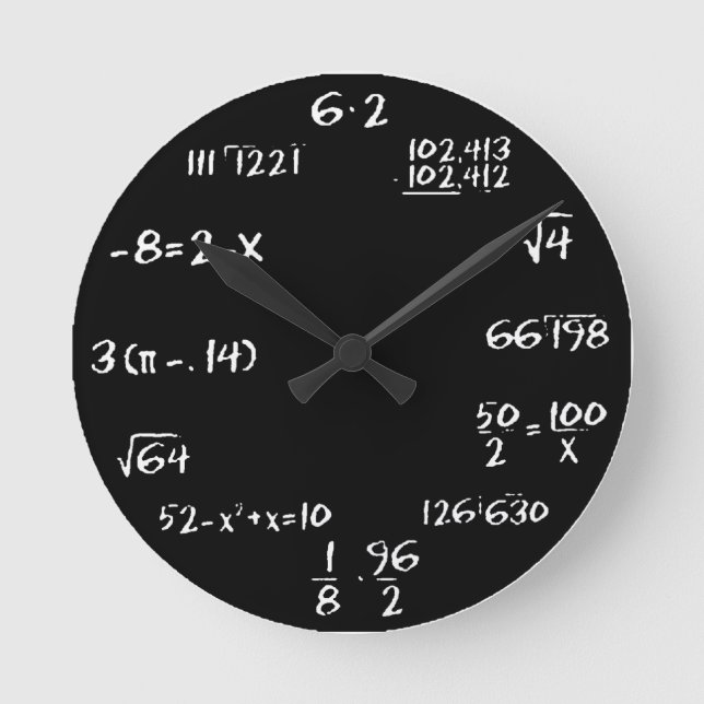 Algebra-väggklocka - SVART Rund Klocka (Framsida)