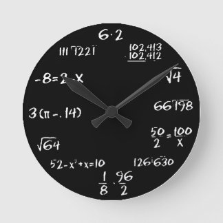 Algebra-väggklocka - SVART Rund Klocka