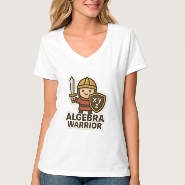 Algebra Warrior Sticker - Cute Math Hero T Shirt (Framsida)