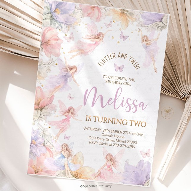 Älgebursdag Vildblomma Fjärilar Inbjudningar (fairy birthday invitation, wildflower birthday, butterfly birthday party, fairy party invite, garden)