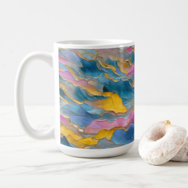 ’Algeciras’ Blue Rosa Sand Vågar Kaffemugg (Med munk)