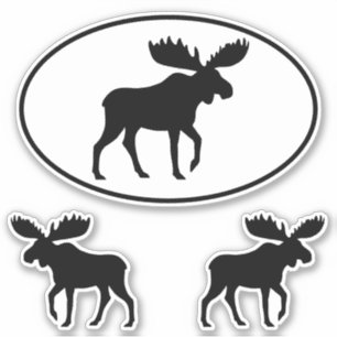 Älgen Silhouettes Oval och stansde Klistermärken