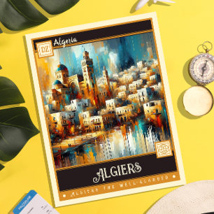 Alger, Algeriet Måla Vintage Vykort