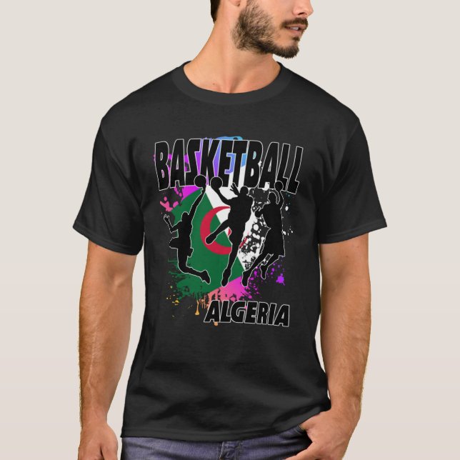 Algeria Flag  Love Playing Basketball  1 T Shirt (Framsida)