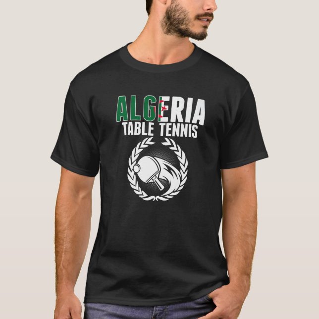 Algeria Table Tennis   Algerian Ping Pong Supporte T Shirt (Framsida)