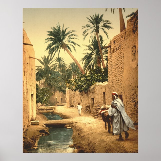 Algerian Street Scene in Old Biskra Poster (Framsidan)