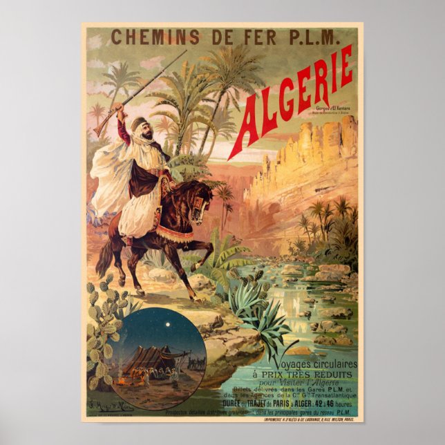 Algérie Vintage Railroad Poster 1891 (Framsidan)
