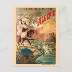 Algérie Vintage Railroad Poster 1891 Vykort