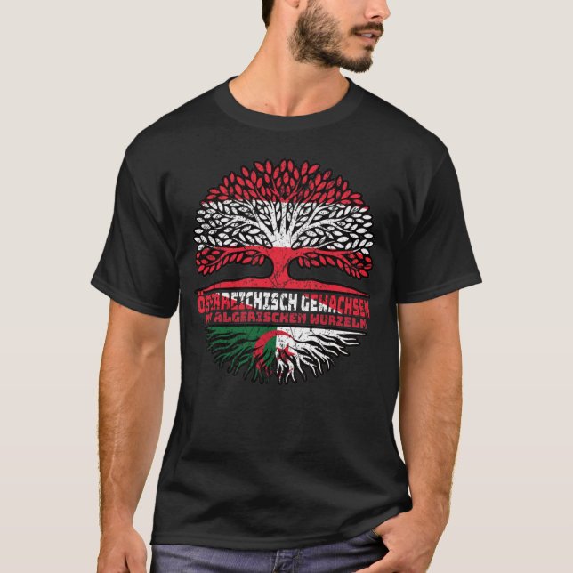 Algerien Algerisch Österreichisch Österreich Baum T Shirt (Framsida)