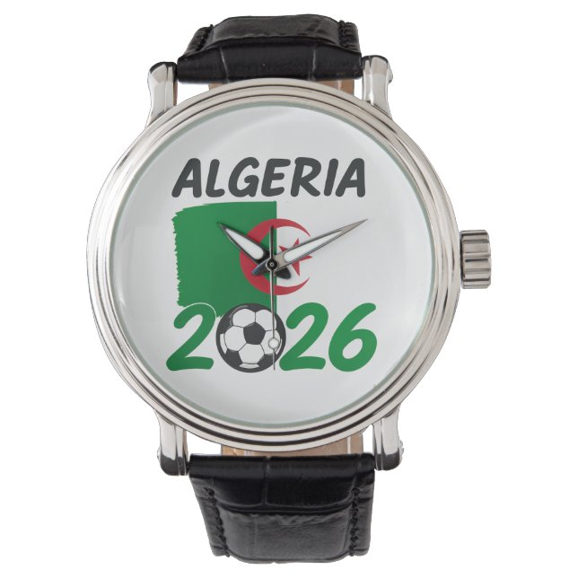 Algeriet 2026 Fotbollsfan-design med halvmåne och  Armbandsur (Framsida)