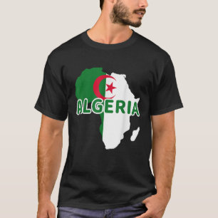 Algeriet Algeriet Pride Flagga Karta Afrika Skriv T Shirt