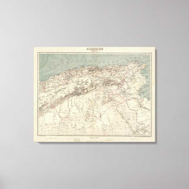 Algeriet Atlas Karta Canvastryck (Framsida)