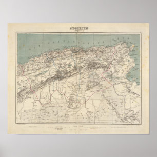 Algeriet Atlas Karta Poster