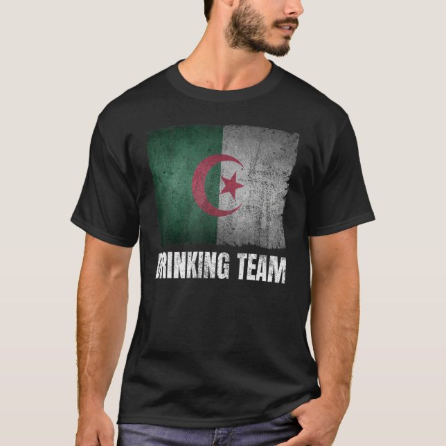Algeriet Drinking Team Graphic för manar Funny Alg T Shirt (Framsida)
