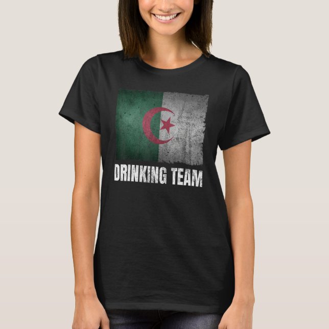 Algeriet Drinking Team Graphic för manar Funny Alg T Shirt (Framsida)