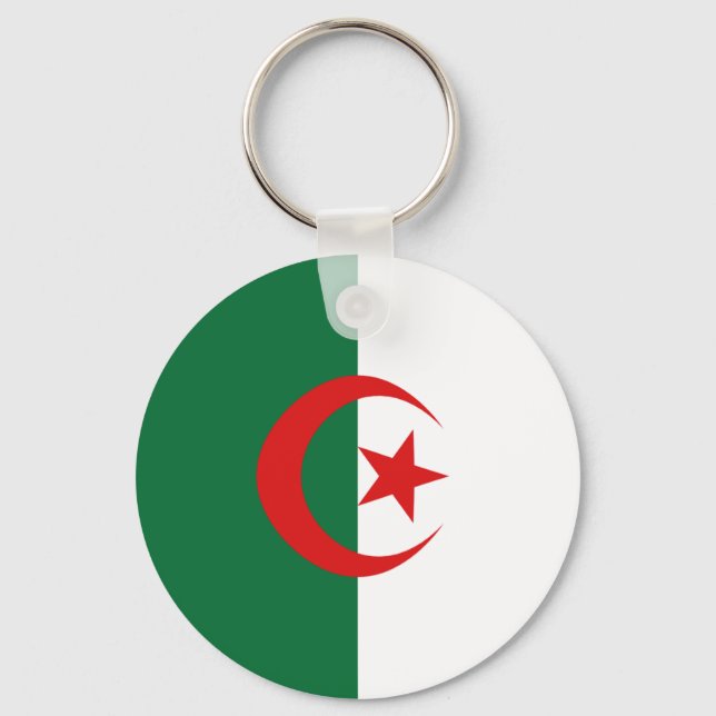 Algeriet Fisheye Flagga Keychain Nyckelring (Framsida)
