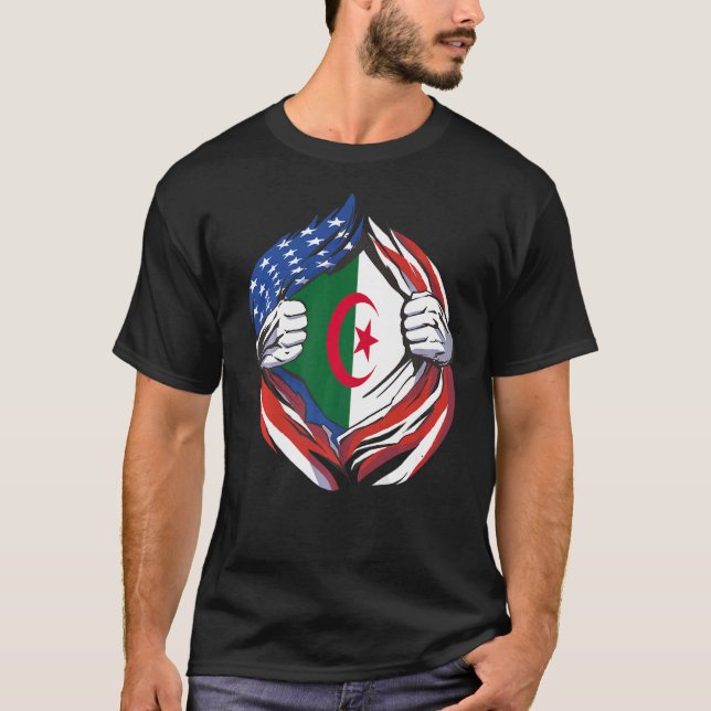 Algeriet Flagga American Proud of My Algerian Heri T Shirt (Framsida)