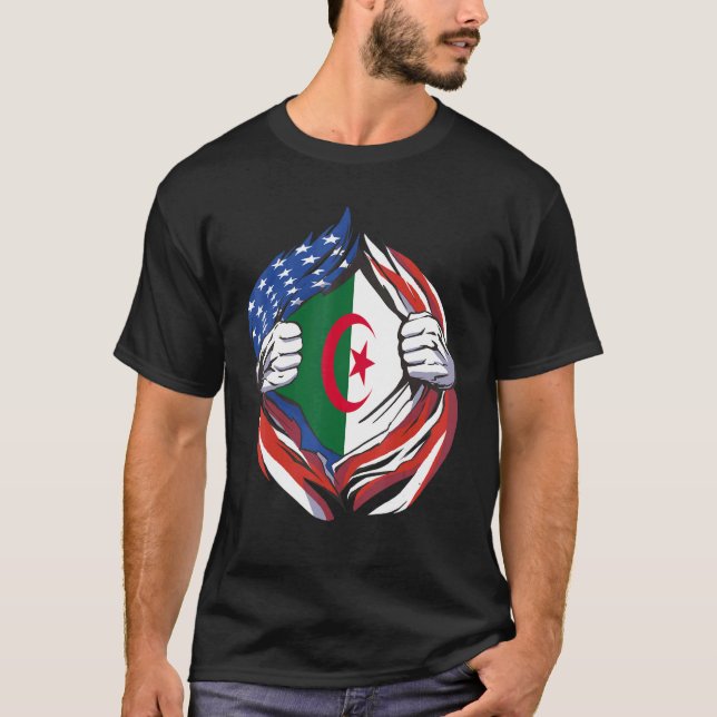 Algeriet Flagga amerikansk stolthet över mitt alge T Shirt (Framsida)