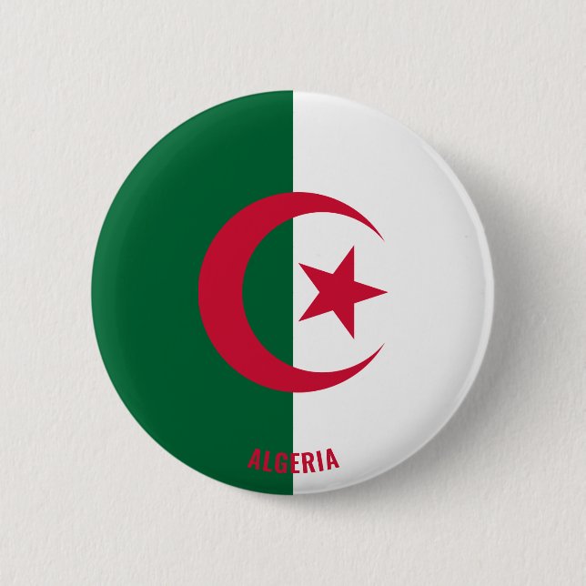 Algeriet Flagga Charming Patriotic Button Knapp (Framsida)