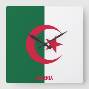 Algeriet Flagga Dazzling Patriotic Fyrkantig Klocka