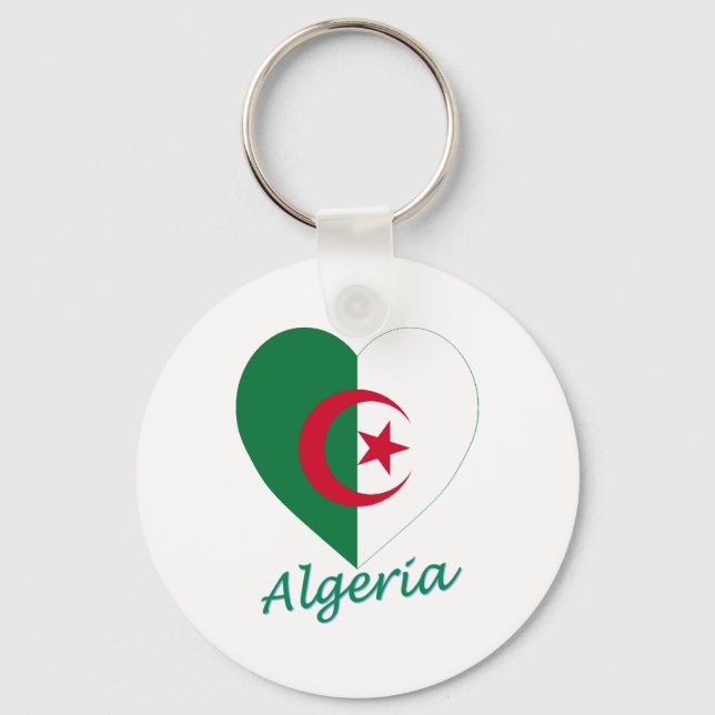 Algeriet Flagga Heart Nyckelring (Framsida)