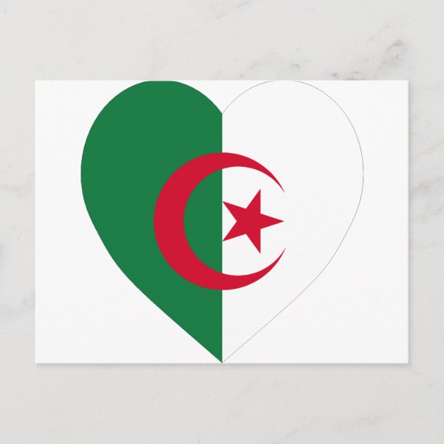 Algeriet Flagga Heart Vykort (Framsida)