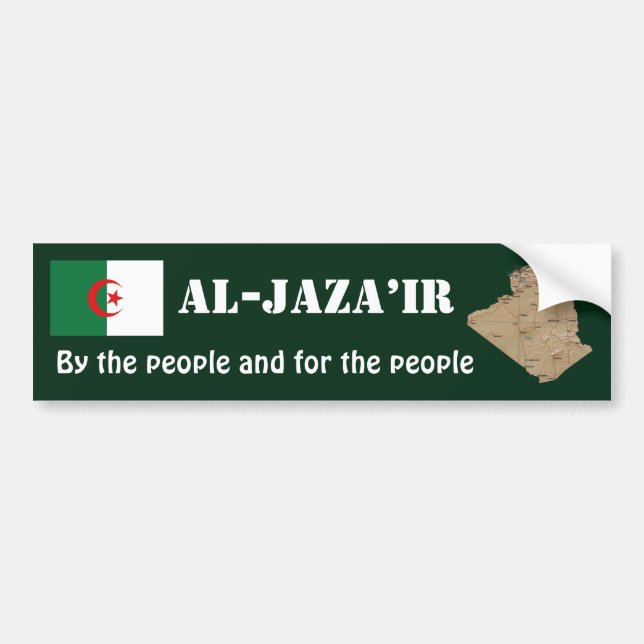 Algeriet Flagga + Karta Bildäckslapp Bildekal (Framsidan)