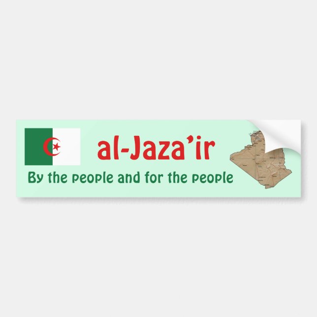Algeriet Flagga + Karta Bildörslapp Bildekal (Framsidan)