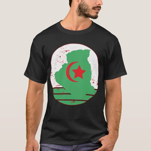 Algeriet flagga & karta t shirt (Framsida)