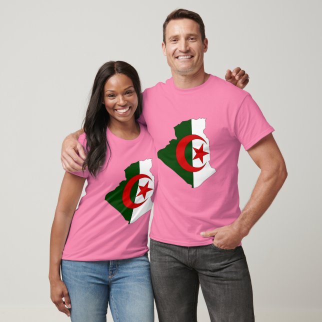 Algeriet flagga karta tee shirt (Unisex)