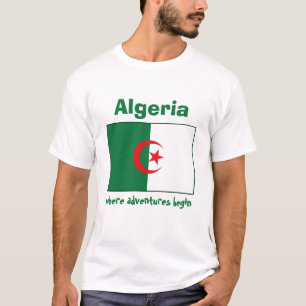 Algeriet flagga + Karta + TextT-tröja Tee