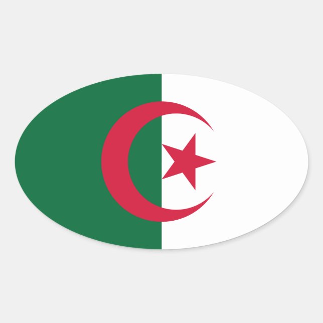 Algeriet Flagga Ovalt Klistermärke (Framsida)