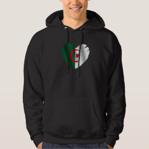 Algeriet flagga på hjärtform Algerisk Algeriet Hoodie