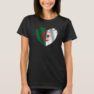 Algeriet flagga på hjärtform algerisk Algeriet T Shirt