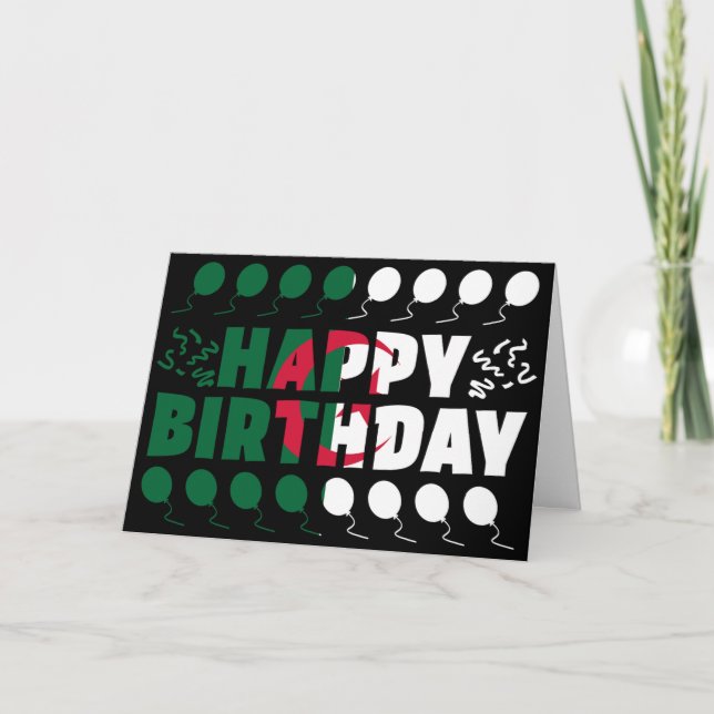 Algeriet Flagga Patriotic Birthday Kort (Framsida)