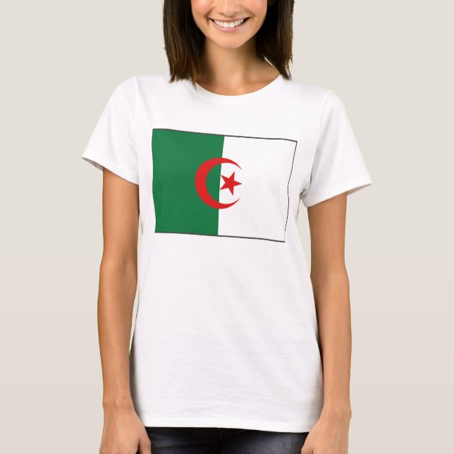 Algeriet Flagga x Karta T-Shirt (Framsida)