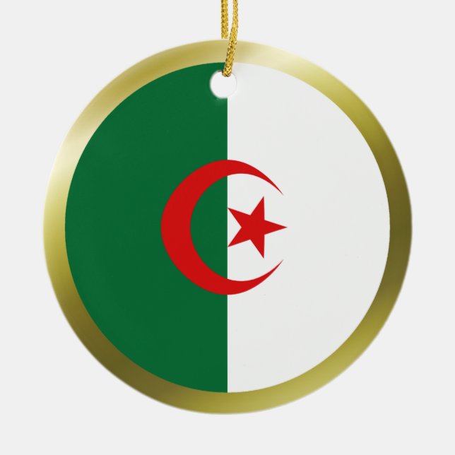 Algeriet flaggaprydnad julgransprydnad keramik (Framsidan)